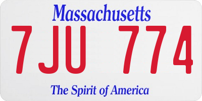 MA license plate 7JU774