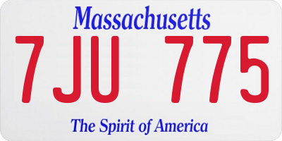 MA license plate 7JU775