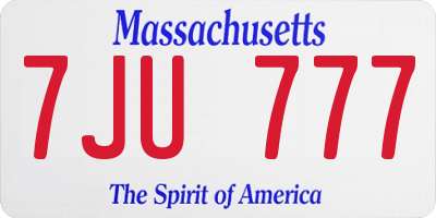 MA license plate 7JU777