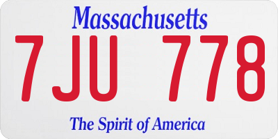 MA license plate 7JU778