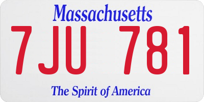 MA license plate 7JU781