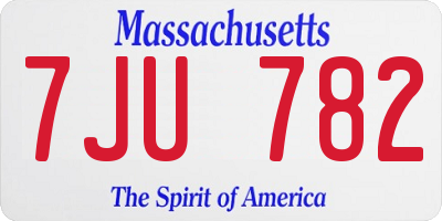 MA license plate 7JU782
