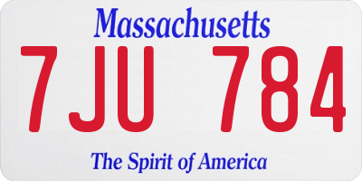 MA license plate 7JU784