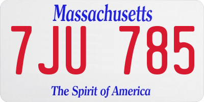 MA license plate 7JU785