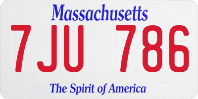 MA license plate 7JU786