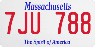 MA license plate 7JU788