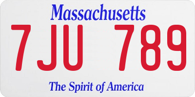 MA license plate 7JU789