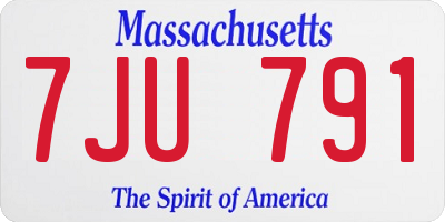 MA license plate 7JU791