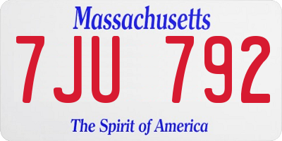 MA license plate 7JU792