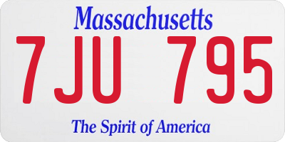 MA license plate 7JU795