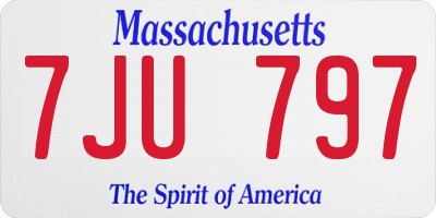 MA license plate 7JU797