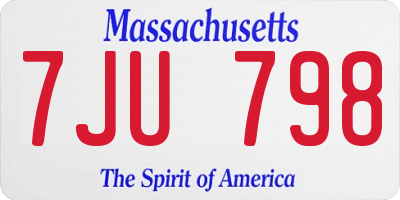 MA license plate 7JU798