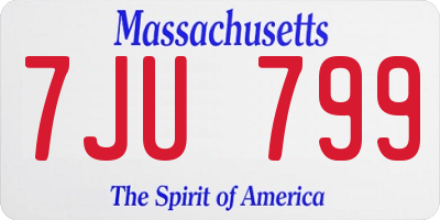 MA license plate 7JU799