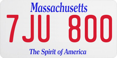 MA license plate 7JU800