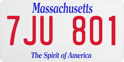 MA license plate 7JU801