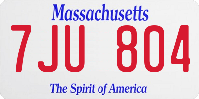 MA license plate 7JU804