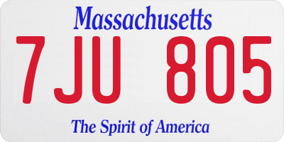 MA license plate 7JU805