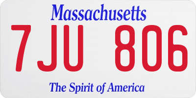 MA license plate 7JU806