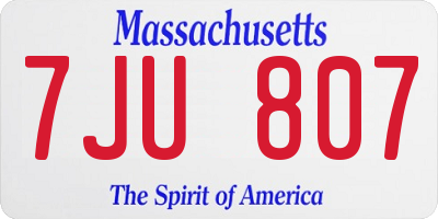 MA license plate 7JU807