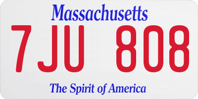 MA license plate 7JU808