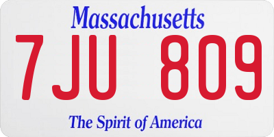 MA license plate 7JU809