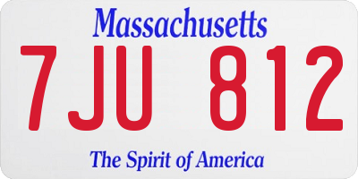 MA license plate 7JU812