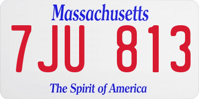 MA license plate 7JU813