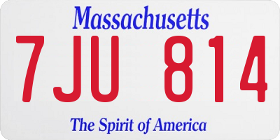 MA license plate 7JU814