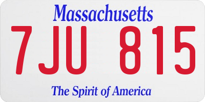 MA license plate 7JU815