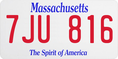 MA license plate 7JU816