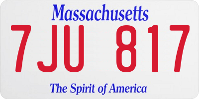 MA license plate 7JU817