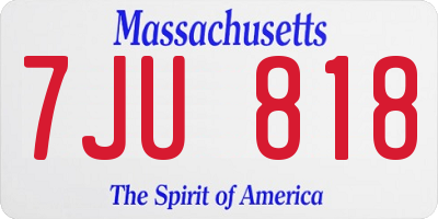 MA license plate 7JU818