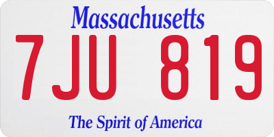 MA license plate 7JU819