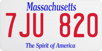 MA license plate 7JU820