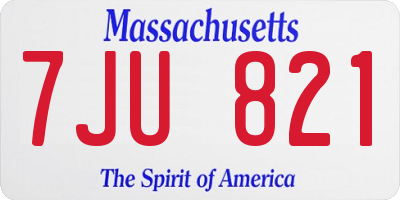 MA license plate 7JU821
