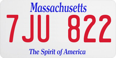 MA license plate 7JU822