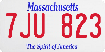MA license plate 7JU823