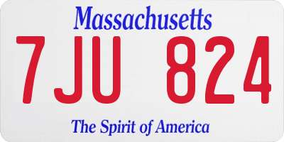 MA license plate 7JU824