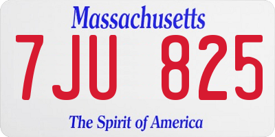 MA license plate 7JU825