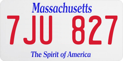 MA license plate 7JU827