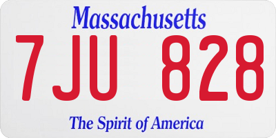 MA license plate 7JU828