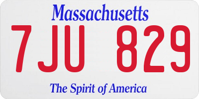MA license plate 7JU829