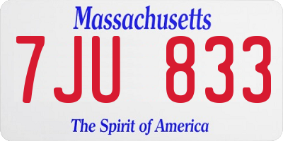 MA license plate 7JU833