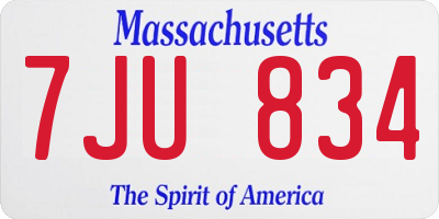 MA license plate 7JU834