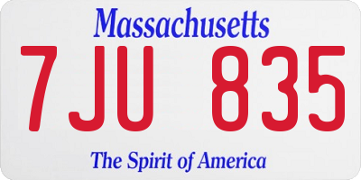 MA license plate 7JU835