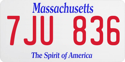 MA license plate 7JU836