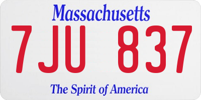 MA license plate 7JU837