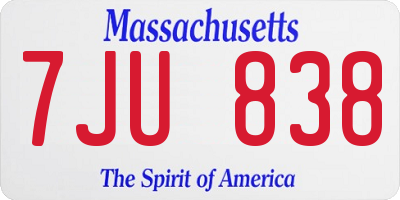 MA license plate 7JU838