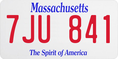 MA license plate 7JU841