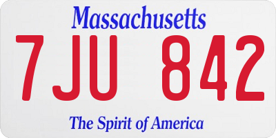 MA license plate 7JU842
